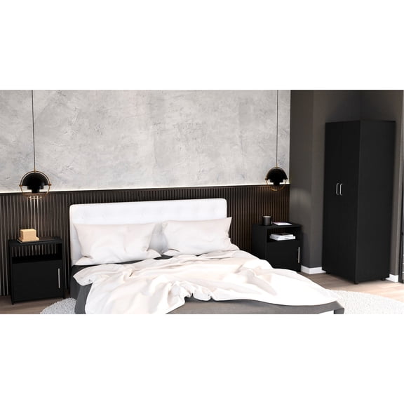 3 Piece Black Bedroom Set with Secure Interlocking for Stable Final Product