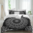thumbnail image 1 of 3 Piece Black Boho Duvet Cover Set Queen Size,Microfiber Comforter/Quilt Cover with Corner Ties and 2 Pillowcases,Retro Farmhouse Neutral Abstract Geometric All Season Bedding with Zipper Closure, 1 of 8