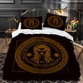 thumbnail image 1 of 3-Piece Black & Gold Duvet Cover Set with Intricate Geometric Patterns & Central Face Design - Modern Bedroom Aesthetic, 1 of 4