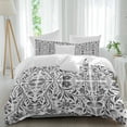 thumbnail image 1 of 3 Piece Black Grey Boho Duvet Cover Set Queen Size,Microfiber Comforter/Quilt Cover with Corner Ties and 2 Pillowcases,Ethnic Tribal Floral Abstract Art Aesthetics Soft Bedding with Zipper Closure, 1 of 8