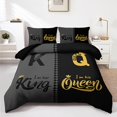 3Piece Black & Grey Crown Lettering Duvet Cover Set Vibrant High