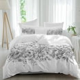 thumbnail image 1 of 3 Piece Black Grey Eucalyptus Leaves Duvet Cover Set Twin Size,Microfiber Comforter/Quilt Cover with Corner Ties and 2 Pillowcases,Spring Summer Botanical Floral Soft Bedding with Zipper Closure, 1 of 8