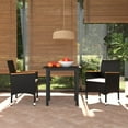 3Piece Black Poly Rattan Patio Dining Set with Cushions for Outdoor