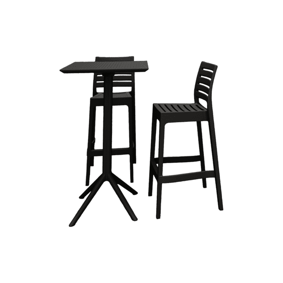 Luxury Commercial Living 3-Piece Black Stackable Outdoor Patio Bar Set 42.5"