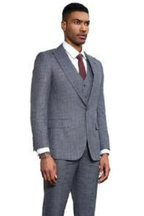 Men's Wide Lapel Suit Blue 3 Piece SM173H-33