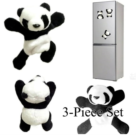 3 Piece Black White Panda Bear Plush Fridge Refrigerator Door Magnets Kitchen Home Decoration HOME-P3