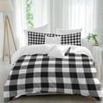 thumbnail image 1 of 3 Piece Black White Plaid Duvet Cover Set California King,Microfiber Comforter/Quilt Cover with Corner Ties and 2 Pillowcases,Gradient Geometric Buffalo Checkered Soft Bedding with Zipper Closure, 1 of 8