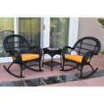 thumbnail image 1 of Jeco 3pc Santa Maria Black Rocker Wicker Chair Set - Mustard Cushions, 1 of 2