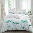 thumbnail image 1 of 3 Piece Blue Aqua Flower Duvet Cover Set California King,Microfiber Comforter/Quilt Cover with Corner Ties and 2 Pillowcases,White Floral Plant Herb Botanical All Season Bedding with Zipper Closure, 1 of 8