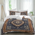 thumbnail image 1 of 3 Piece Blue Burnt Orange Boho Duvet Cover Set Twin Size, Microfiber Comforter/Quilt Cover with Corner Ties and 2 Pillowcases, Antique Southwestern Tribal All Season Soft Bedding with Zipper Closure, 1 of 8
