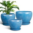 thumbnail image 1 of Pots for Plants Set of 3 with Drainage Hole, 6/8/10 inch Round Ceramic Planter for Indoor Plants, for Snake Plants & Flowers Home Decor Sky Blue, 1 of 8