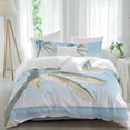 thumbnail image 1 of 3 Piece Blue Coastal Duvet Cover Set California King,Microfiber Comforter/Quilt Cover with Corner Ties and 2 Pillowcases,Summer Palm Trees Vacation Watercolor All Season Bedding with Zipper Closure, 1 of 8