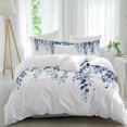 thumbnail image 1 of 3 Piece Blue Eucalyptus Duvet Cover Set Twin Size, Microfiber Comforter/Quilt Cover with Corner Ties and 2 Pillowcases, Weeping Botanical Leaf Watercolor All Season Soft Bedding with Zipper Closure, 1 of 8