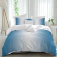 thumbnail image 1 of 3 Piece Blue Ombre Duvet Cover Set Twin Size, Microfiber Comforter/Quilt Cover with Corner Ties and 2 Pillowcases, Blue White Gradient Modern Abstract Art All Season Soft Bedding with Zipper Closure, 1 of 8
