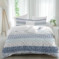 thumbnail image 1 of 3 Piece Blue Striped Duvet Cover Set Queen Size,Microfiber Comforter/Quilt Cover with Corner Ties and 2 Pillowcases,Boho Modern Geometric Abstract Art Ethnic All Season Bedding with Zipper Closure, 1 of 8