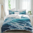 thumbnail image 1 of 3 Piece Blue Teal Coastal Duvet Cover Set Twin Size, Microfiber Comforter/Quilt Cover with Corner Ties and 2 Pillowcases, Sea Nautical Ocean Summer Beach All Season Soft Bedding with Zipper Closure, 1 of 8
