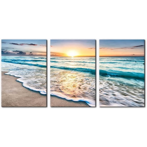 3 Piece Blue Wall Art Painting Great White Shark Catching Fish At Guadalupe Island Pictures Prints on Canvas Animal The Picture Decor for Home Modern Decoration for Living Room - 12" x 16" x 3