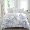 thumbnail image 1 of 3 Piece Blue White Flowers Duvet Cover Set California King,Microfiber Comforter/Quilt Cover with Corner Ties and 2 Pillowcases,Spring Summer Floral Botanical All Season Bedding with Zipper Closure, 1 of 8