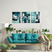 3 Piece Blue and Black Canvas Wall Art Abstract Art Painting Modern Canvas Artwork Wall Decor Ready to Hang 12''x16''X3 Panels