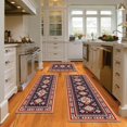 thumbnail image 1 of 3 Piece Boho Kitchen Decor Rug Set, Vintage Floral Bohemian Kitchen Floor Mats, Non Skid Washable Kitchen Runner Carpet 17 "x30+17 "x47+17 "x57 Blue, 1 of 5