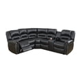 thumbnail image 1 of 3 Piece Bonded Leather Upholstered Reclining Sectional with Console, Black, 1 of 3