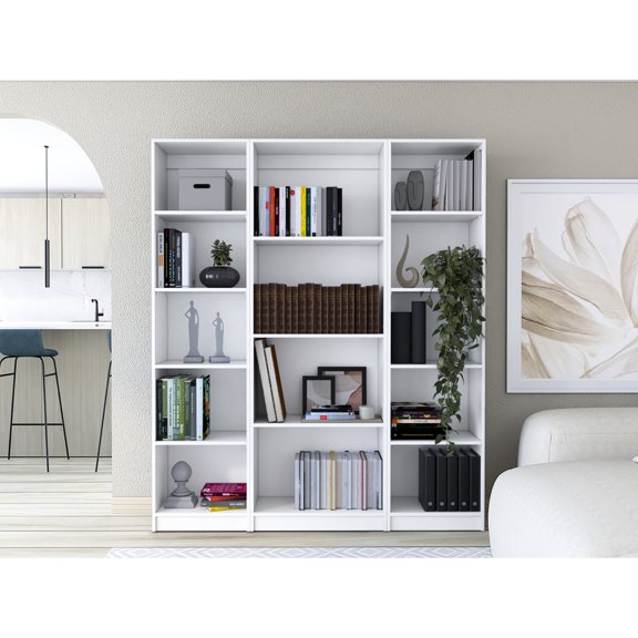 3-Piece Bookcase Set with Spacious Shelves | Versatile Arrangement for Storage | Constructed from Solid Material | Meets Various Decor Demands