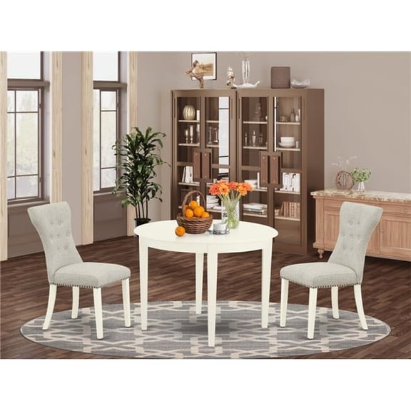 3 Piece Boston Dinette Table Set - Doeskin & Linen White