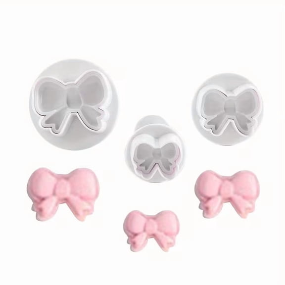 3-Piece Bow Pastry Cutters Set - Decorative Baking Molds for Cakes, Cookies, and Biscuits