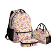 thumbnail image 1 of 3-Piece Bow Print Backpack Set for Girls, Polyester School Backpack with Lunch Tote Bag & Pencil Case, Lightweight Student Schoolbag Kit,B, 1 of 5