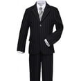 thumbnail image 1 of 3-Piece Boys Pinstripe Suit Set: Formal Blazer Vest + Shirt & Bow Tie | Wedding, Easter, Communion Outfit for Toddler to Youth (Size 2-14), 1 of 8
