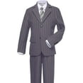 thumbnail image 1 of 3-Piece Boys Pinstripe Suit Set: Formal Blazer Vest + Shirt & Bow Tie | Wedding, Easter, Communion Outfit for Toddler to Youth (Size 2-14), 1 of 7