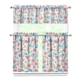 thumbnail image 1 of 3-Piece Bright Flowers Kitchen Curtain Set - Ruffled Valance and Tier Curtains with Rod Pocket, Fresh Floral Pattern for Farmhouse Kitchen Windows Decor, 54"x18" + 27.5"x36"x2, 1 of 5