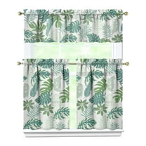 3-Piece Bright Flowers Kitchen Curtain Set - Ruffled Valance and Tier Curtains with Rod Pocket, Fresh Floral Pattern for Farmhouse Kitchen Windows Decor, 54"x18"   27.5"x36"x2