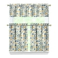 thumbnail image 1 of 3-Piece Bright Flowers Kitchen Curtain Set - Ruffled Valance and Tier Curtains with Rod Pocket, Fresh Floral Pattern for Farmhouse Kitchen Windows Decor, 54"x18" + 27.5"x36"x2, 1 of 5