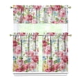 thumbnail image 1 of 3-Piece Bright Flowers Kitchen Curtain Set - Ruffled Valance and Tier Curtains with Rod Pocket, Fresh Floral Pattern for Farmhouse Kitchen Windows Decor, 54"x18" + 27.5"x36"x2, 1 of 5