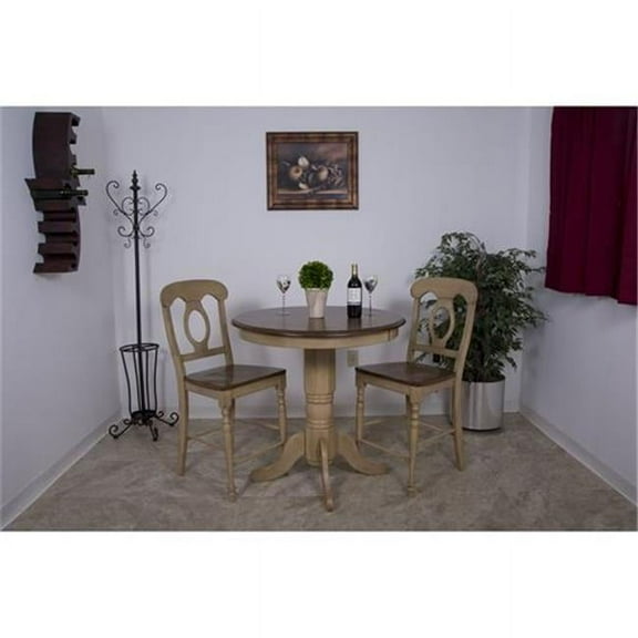 3 Piece Brook 36in. Round Pub Table Set with Napoleon Stools