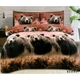 thumbnail image 1 of 3 Piece Brown Bears Borrego Flannel Sherpa Blanket Queen Size, 1 of 1