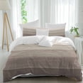 thumbnail image 1 of 3 Piece Brown Beige Ombre Duvet Cover Set Twin Size, Microfiber Comforter/Quilt Cover with Corner Ties and 2 Pillowcases, Farmhouse Vintage Wooden Striped All Season Soft Bedding with Zipper Closure, 1 of 8