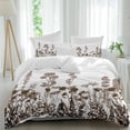 thumbnail image 1 of 3 Piece Brown Flowers Duvet Cover Set Queen Size,Microfiber Comforter/Quilt Cover with Corner Ties and 2 Pillowcases,Vintage Country Spring Wild Floral Herbs All Season Bedding with Zipper Closure, 1 of 8