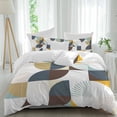 thumbnail image 1 of 3 Piece Brown Teal Beige Geometric Duvet Cover Set Full Size,Microfiber Comforter/Quilt Cover with Corner Ties and 2 Pillowcases,Middle Century Modern Abstract Art Soft Bedding with Zipper Closure, 1 of 8