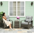 thumbnail image 1 of 3-Piece Brown Wicker Patio Furniture Set w/ Storage Table & Plush Chairs - All-Weather Rattan Outdoor Seating for Balcony, Deck, Garden - UV/Water Resistant Steel Frame - 352lb Capacity, 1 of 6
