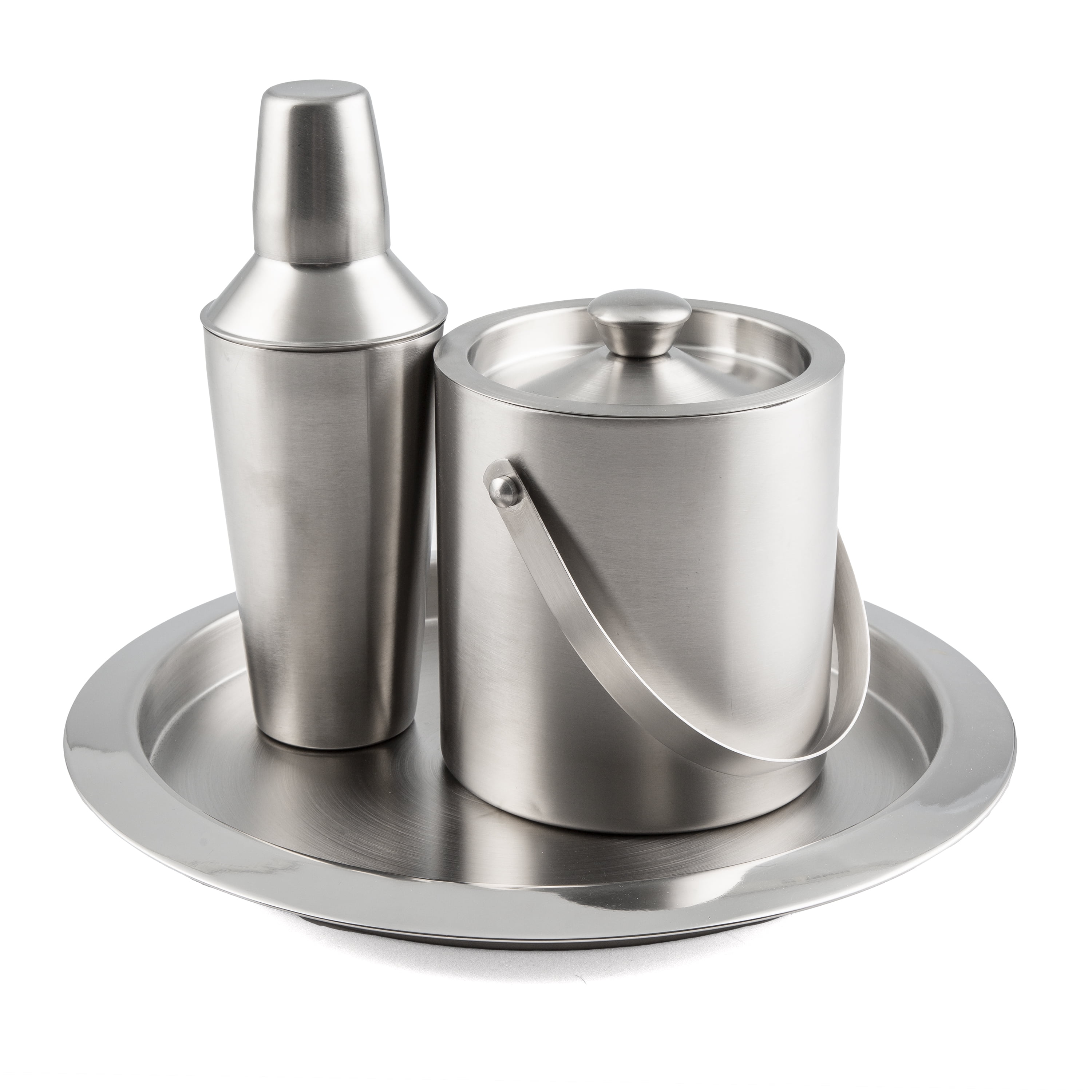 3 Piece Brushed Stainless Steel Bar Set