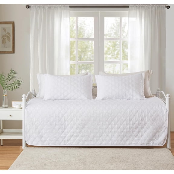 3 Piece Burgundy Daybed Cover Twin Size Cozy Daybed Sets Bedding Double Sided Quilting Cover Set Geometric Print Bedspread Coverlet All Season for Twin Bed with 2 Standard Shams,39"x75"