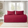 thumbnail image 1 of 3 Piece Burgundy Daybed Cover Twin Size Cozy Daybed Sets Bedding Double Sided Quilting Cover Set Geometric Print Bedspread Coverlet All Season for Twin Bed with 2 Standard Shams,39"x75", 1 of 8