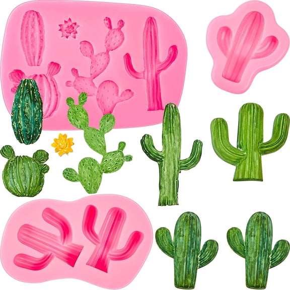 3 Piece Cactus Silicone Fondant Mold Hawaiian Cake Cupcake Sugar Chocolate Baking Tool