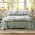 thumbnail image 1 of 3-Piece California King Size Quilt Set - Floral Garden Style Bedspread Coverlet with 2 Pillow Shams, Microfiber, 1 of 6