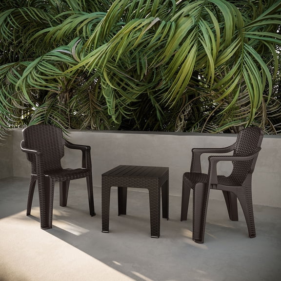 3-Piece Calista Outdoor Bistro Set with Trillia Table, Brown