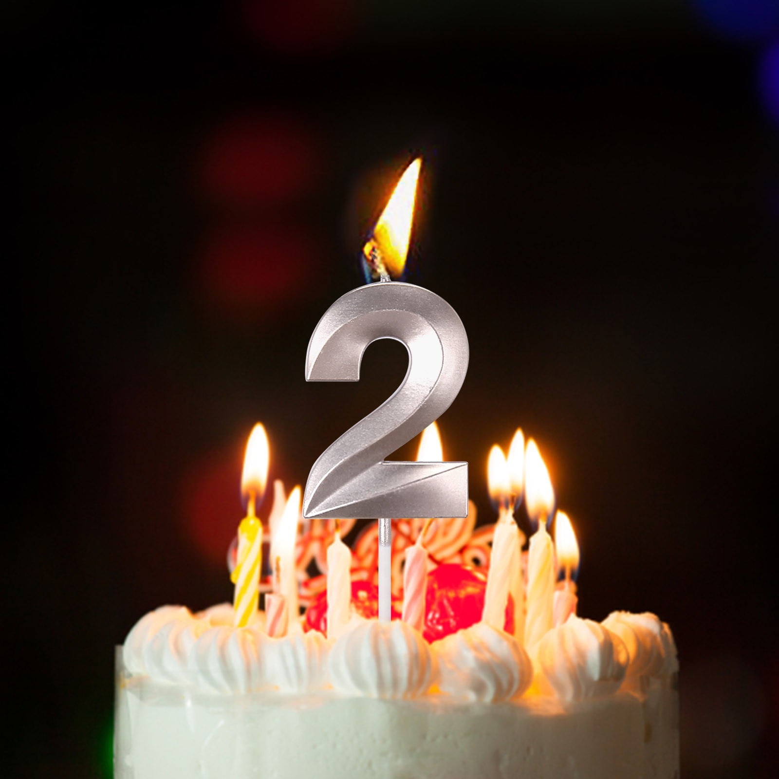 3 Piece Candle Holder Set Birthday Candles Extended Big Number Candle