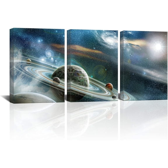3 Piece Canvas Prints Wall Art Galaxy Stars Abstract Space Pictures for Bedroom Universal Magic Star Pictures Astronomy Artwork Modern Home Decor Stretched Framed Ready to Hang 12x16inchx3pcs