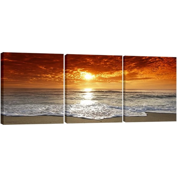 3 Piece Canvas Prints Wall Art Grand Sight Sea Beach Landscape Pictures Paintings for Office Living Room Bedroom Home Decorations Modern Stretched Romance Seascape Artwork